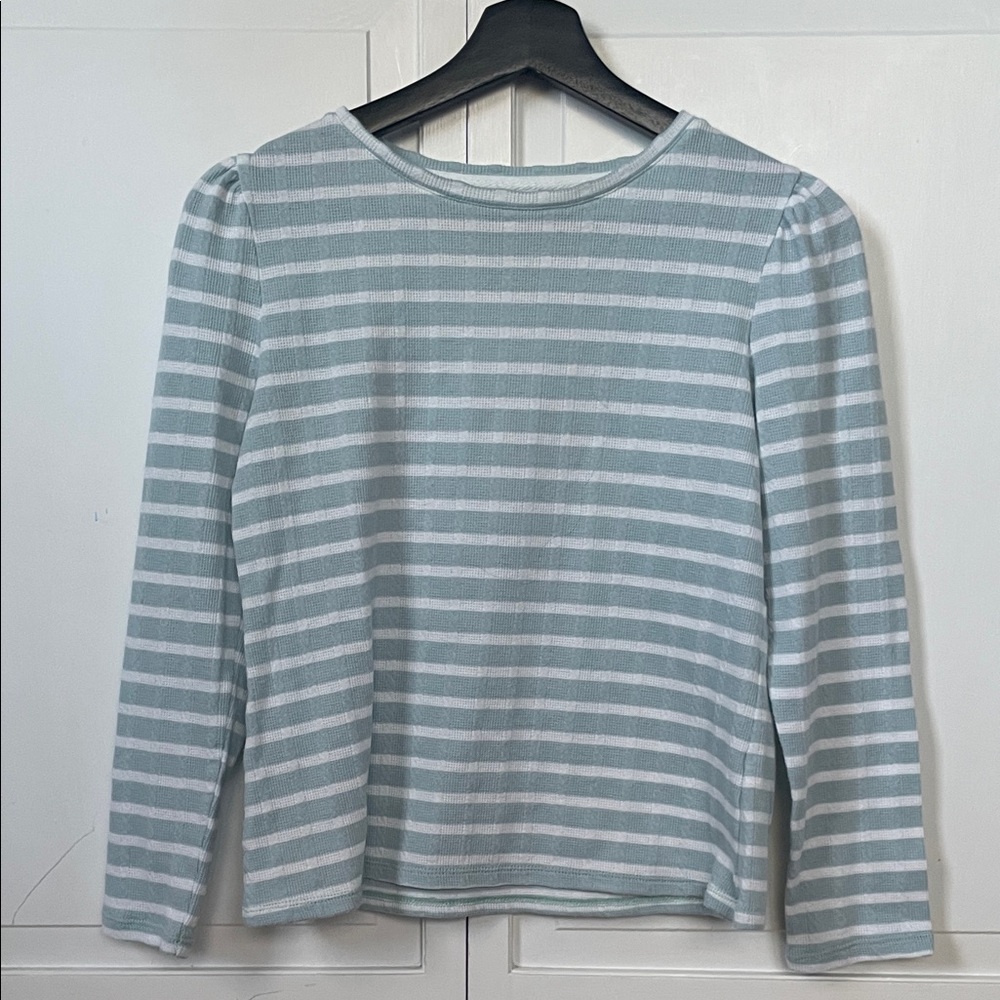 Croft & Barrow Teal and White Striped Long Sleeve‎ Top